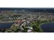 Aerial view highlighting houses bordering the lake and showcasing the community with meticulously maintained landscaping at 2016 Lakeside Ave, Davenport, FL 33837