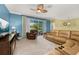 Comfortable living room featuring a cozy seating area and an abundance of natural light at 3606 Solana Cir, Clermont, FL 34711