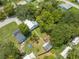 Aerial view of a home featuring a large backyard, surrounded by lush greenery and neighboring houses at 517 Carolina Ave, St Cloud, FL 34769