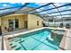 Enclosed pool area features a swimming pool, spa, and outdoor seating, perfect for relaxation and entertainment at 737 Oxford Dr, Davenport, FL 33897