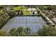 Overhead view of community tennis and volleyball courts with palm trees and green spaces at 7616 Brookhurst Ln, Kissimmee, FL 34747