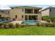 Outdoor living at its finest with a pool, spa, lounge area, and landscaped greenery, perfect for entertaining and relaxation at 7616 Brookhurst Ln, Kissimmee, FL 34747
