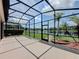 Lanai offers great views of backyard, lake, and green lawn, perfect for relaxing and entertaining at 9824 Secret Cove Ln, Orlando, FL 32832