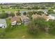 Overhead view of homes showcasing screened patios, manicured lawns, and community charm at 114 Harwood Cir, Kissimmee, FL 34744