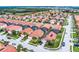 A close-up view showcasing a neatly planned residential street with homes featuring screened pools and solar panels at 423 Paloma Dr, Davenport, FL 33837