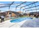 Gorgeous screened-in pool with patio, grill and lounge chairs at 423 Paloma Dr, Davenport, FL 33837