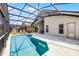 Beautiful screened-in pool area with seating and sunny patio at 423 Paloma Dr, Davenport, FL 33837
