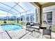 Relaxing screened-in pool area featuring modern patio furniture and clear views of the backyard at 8974 Cabot Cliffs Dr, Davenport, FL 33896