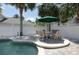 Inviting backyard pool area with comfortable seating and shade offers a perfect space for relaxation and outdoor entertaining at 1236 Aquila Loop, Celebration, FL 34747