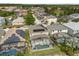 Aerial view showcases homes with pools, solar panels, and a Gathering-friendly neighborhood layout at 1704 Pine Ridge Dr, Davenport, FL 33896
