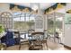 Bright dining area with patio access, decorative window details, and outdoor views at 1704 Pine Ridge Dr, Davenport, FL 33896