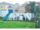 Spacious backyard featuring a play-set with a slide, swing set, and open space for and pets to play at 2268 Victoria Falls Dr, Orlando, FL 32824