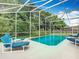 Screened in pool is surrounded by greenery, providing a relaxing and private swimming area at 341 Whittier St, Davenport, FL 33896