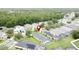 This aerial view shows homes with screened pools in a vibrant community surrounded by lush landscaping at 350 Scrub Jay Way, Davenport, FL 33896