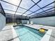 Relaxing pool area with a screened-in enclosure and outdoor furniture at 3878 Lana Ave, Davenport, FL 33897