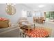 Bright living room featuring a floral rug, modern décor, and lots of natural light from the sliding glass doors at 516 Millifiora Ln, Kissimmee, FL 34759