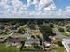 Expansive aerial view showcasing the neighborhood's layout with tree-lined streets and clear blue skies at 624 Royal Palm Dr, Kissimmee, FL 34743