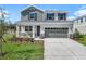 Charming two-story home featuring a two-car garage, stone accents, manicured lawn, and stylish gray and white facade at 660 Summit River Dr, Apopka, FL 32712