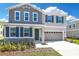 Charming two-story home features a two-car garage, stone accents, neutral colors, and a well-maintained front yard at 665 Summit River Dr, Apopka, FL 32712