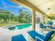 Inviting screened-in pool area featuring a spa, ample seating, and clear views of the lush backyard at 116 Westport Ln, Davenport, FL 33896