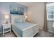 Cozy bedroom with blue accents, featuring a comfortable bed and ample natural light at 1810 Caribbean View Ter, Kissimmee, FL 34747