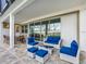 Well-designed patio with stylish furniture and a serene atmosphere, perfect for relaxing and entertaining at 1810 Caribbean View Ter, Kissimmee, FL 34747