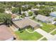 Aerial view of a single-Gathering home with a screened pool and fenced backyard in a residential neighborhood at 1822 Ashton E Dr, St Cloud, FL 34771