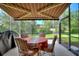 Charming screened lanai featuring comfortable seating with a dining table perfect for enjoying outdoor meals at 214 Verona Dr, Kissimmee, FL 34759