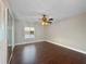 Bedroom with new hardwood floors and a scenic lake view at 626 Orange Dr # 243, Altamonte Springs, FL 32701