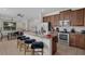 Modern kitchen featuring granite countertops, stainless steel appliances, and a breakfast bar with seating at 7541 Marker Ave, Kissimmee, FL 34747