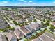 High aerial view of neighborhood featuring numerous homes, pools, and mature landscaping in a planned community at 7613 Brookhurst Ln, Kissimmee, FL 34747