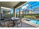 Screened patio with outdoor dining area, pool and spa perfect for entertaining at 7613 Brookhurst Ln, Kissimmee, FL 34747