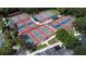 An aerial view shows multiple pickleball courts providing ample space for community sports and recreation at 777 Glendora Road, Poinciana, FL 34759