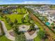 Beautiful aerial view of the community green space, showcasing walking paths and landscaping at 7802 Palmilla Ct, Reunion, FL 34747