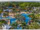 Gorgeous resort-style pool area surrounded by lush tropical landscaping and ample lounging spaces at 7802 Palmilla Ct, Reunion, FL 34747