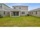 Well-maintained backyard featuring lush green grass and a covered patio at 216 Flag Lilly Ln, Umatilla, FL 32784