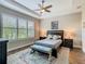 Cozy bedroom with tray ceiling, and a large window allowing for plenty of natural light and privacy at 605 San Augusto Dr, Kissimmee, FL 34759
