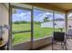 Screened in patio with a view of the spacious backyard and lush greenery at 1158 Legatto Loop, Dundee, FL 33838