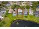 Aerial view of the property highlighting the pool, backyard, and scenic lake view at 13525 Mallard Cove Blvd, Orlando, FL 32837