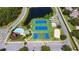 Aerial view of neighborhood amenities including a pool and sports courts at 4014 Santa Maria Dr # 101, Kissimmee, FL 34741