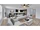 Stylishly staged living room seamlessly connects to the dining area and kitchen, creating a welcoming space at 4492 Bluff Oak Loop, Kissimmee, FL 34746