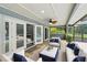 Covered porch featuring a ceiling fan and furniture with access to an indoor living area at 911 Mendoza Ln, Kissimmee, FL 34758