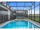 A tranquil, screened-in pool and spa area, perfect for relaxation and enjoying the beautiful outdoors at 2176 Lelani Cir, Davenport, FL 33897