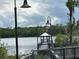 View of waterside pier with a covered gazebo along the lake, perfect for relaxing and enjoying the scenery at 3301 Soho St # 104, Orlando, FL 32835