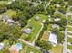 Expansive aerial view showcasing lush landscaping, multiple homes and neighborhood streets at 431 Eastern Ave, St Cloud, FL 34769