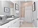 Stylish bathroom with modern vanity and a shower-tub combo with tiled walls and elegant fixtures at 7770 Sandy Ridge Dr # 142, Kissimmee, FL 34747