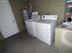 Laundry room with washer, dryer, and water heater in a functional space at 925 Derbyshire Dr, Kissimmee, FL 34758