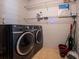 The laundry room includes modern washer and dryer units, storage shelves, and ample space for folding at 1375 Springfield St, Kissimmee, FL 34744