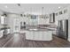 Modern kitchen features stainless appliances, granite countertops, island, and white cabinets at 1379 Kiawah St, Celebration, FL 34747