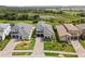 Aerial view of the home showcasing its lush landscaping and paver driveway in a neighborhood setting at 16049 Volterra Pt, Bella Collina, FL 34756